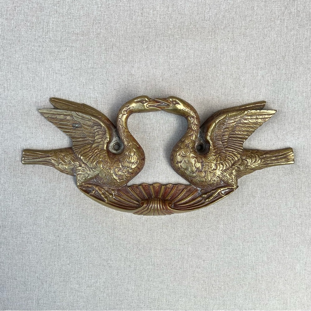 Elegant Gold Brass Swan Wall Decor